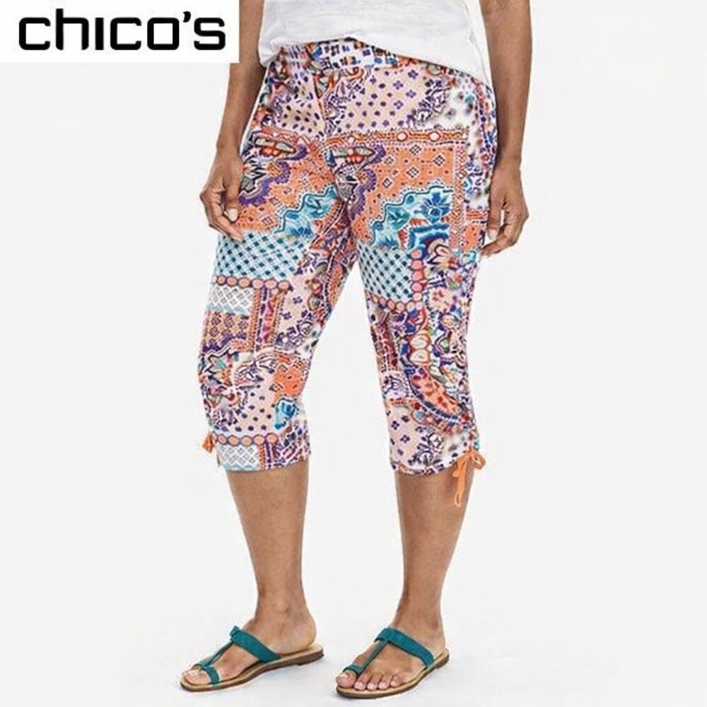 Chico's Patched Delight Stretch Capri Pants Size 2 (US 12)